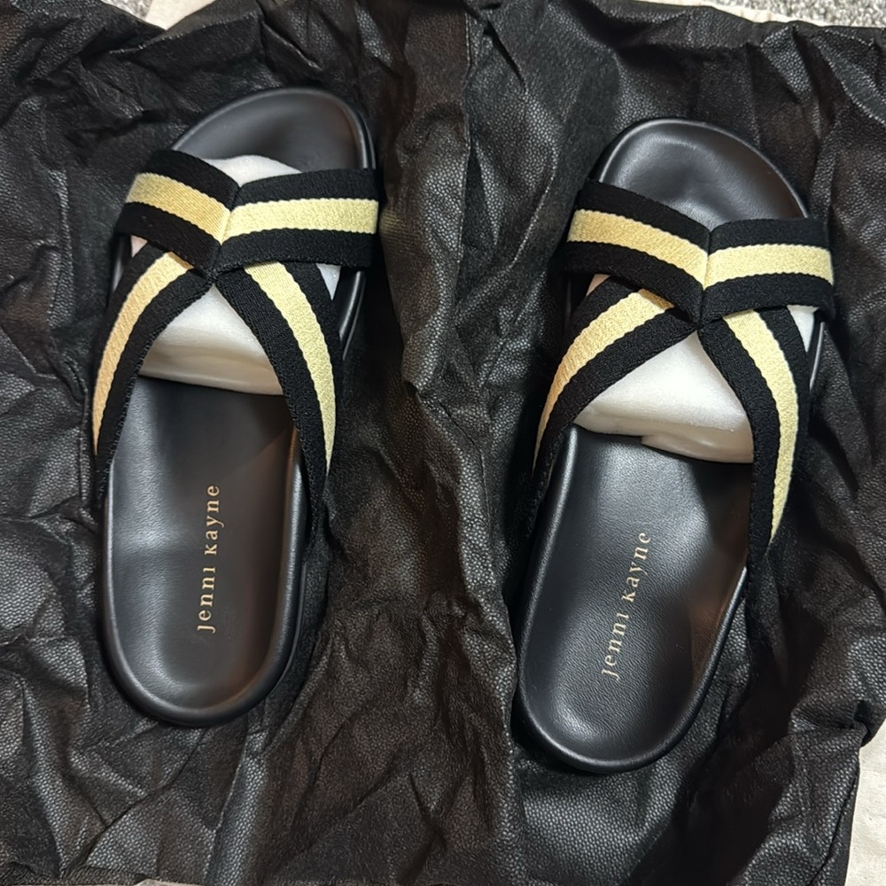 BNIB Size 38 Jenni Kayne Black and Cream Women's Sandals! - Picture 12 of 13